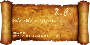 Kádár Cinnia névjegykártya